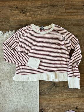 Sweaty Betty Red & White Striped Womens Long-Sleeve Knit Top